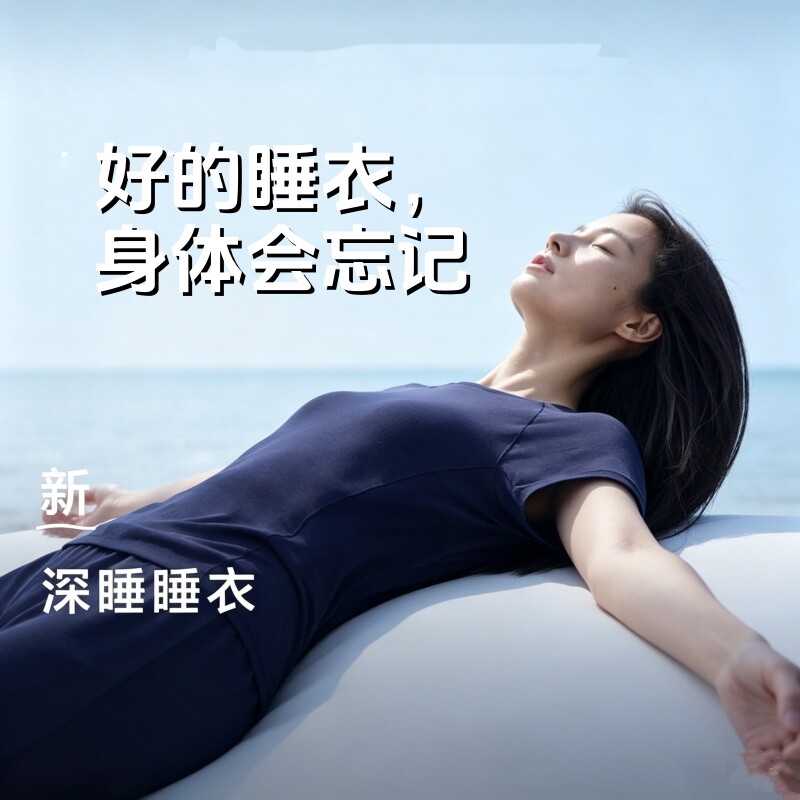 莫代尔深睡无感深睡睡衣带胸垫一体女生酒店短袖新款的家居服套装