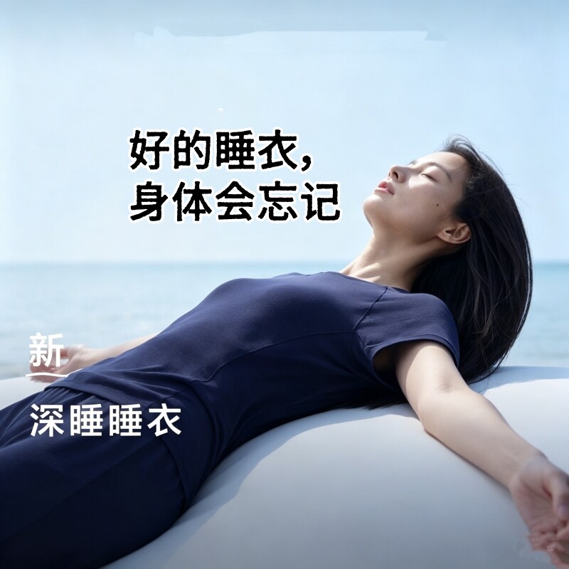 莫代尔裸睡无感睡衣深睡女生款四季适合长袖长裤短袖的家居服套装