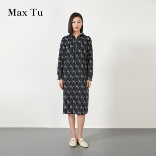 宽松大码 2025年春新款 收腰显瘦针织提花连帽卫衣连衣裙 Tu女装 Max