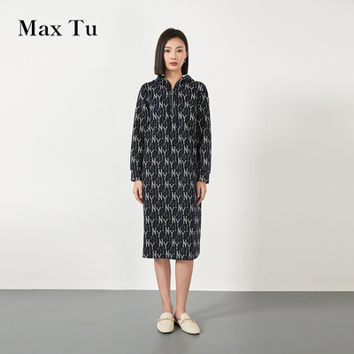 春秋针织提花休闲通勤连衣裙