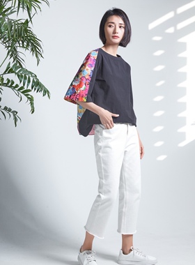 Max Tu新品 圆领印花棉短袖上衣811-I105-598