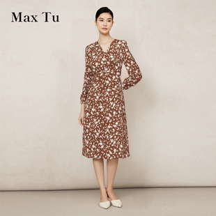 Tu女装 印花长袖 2025年春秋新款 收腰显瘦时尚 连衣裙 宽松大码 Max