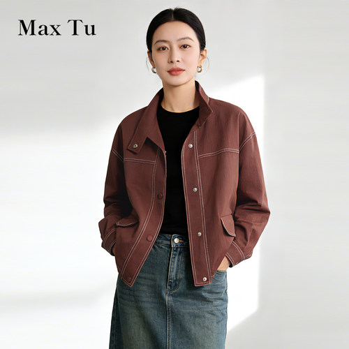 MaxTu春秋老钱静酷风夹克短外套