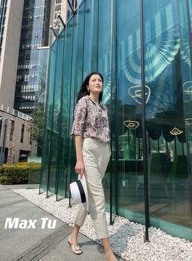 MaxTu新品夏季百搭印花中袖棉衬衫821-L101-568