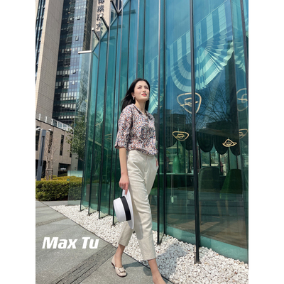 MaxTu宽松淑女套头七分袖棉