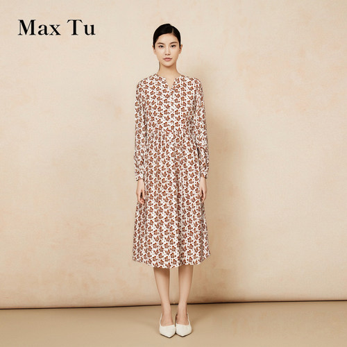 MaxTu宽松大码印花连衣裙