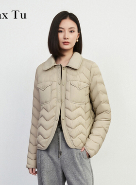 Max Tu女装2025冬新款宽松大码时尚休闲外套90白鸭绒轻薄羽绒服