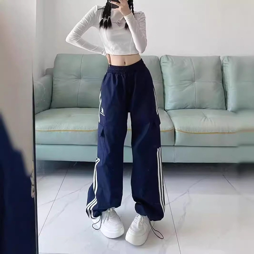 美式复古高街hiphop运动工装裤男女宽松款百搭休闲直筒运动裤裤子