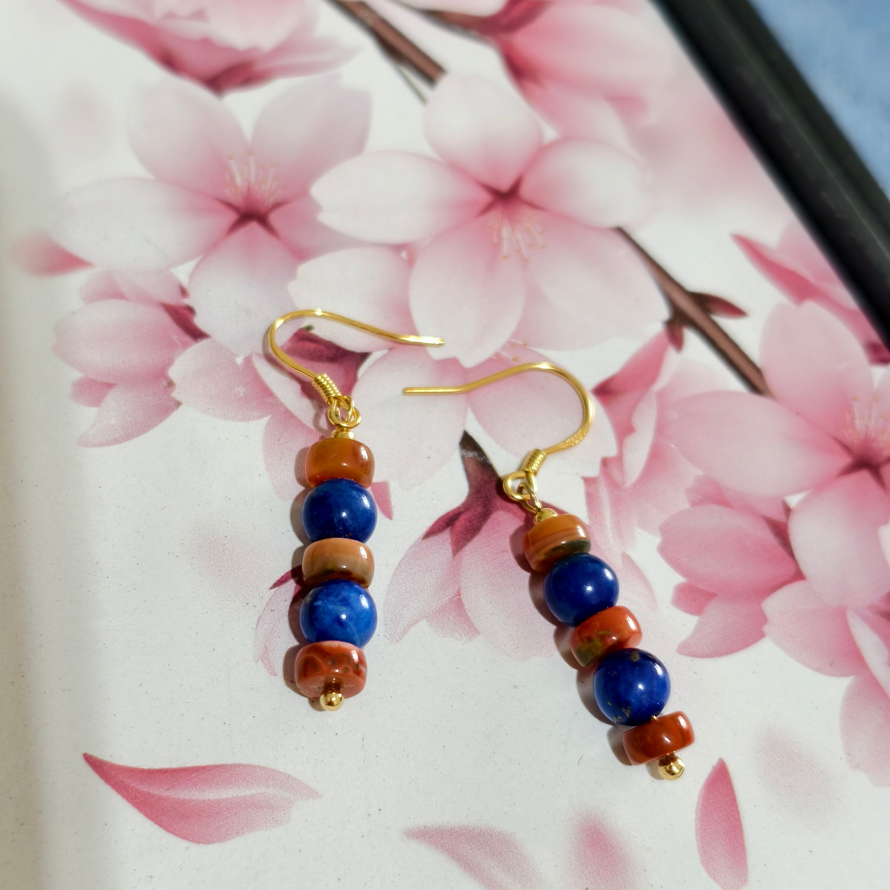 青歌 |天然青金石配南红药片耳坠,饰品/流行首饰/时尚饰品新,耳饰,淘宝优惠券,粉丝福利购,淘宝优惠卷