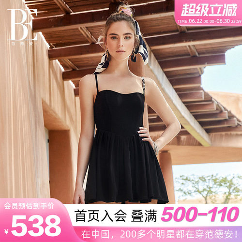 BE范德安性感吊带小黑裙泳衣