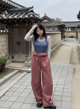 不退换全韩LUCKYCHOUETTE韩国代购2025秋休闲裤LFPD-W25220 5I18