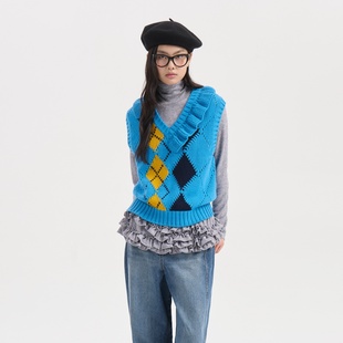 5K27 W25410 不退换全韩百货LUCKYCHOUETTE韩代25冬马夹 LFWA