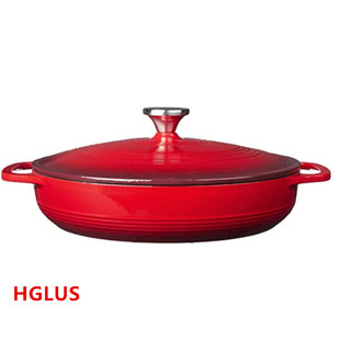 美国Lodge铸铁珐琅煎锅煮锅焖锅海鲜锅直径30公分正品原装进口