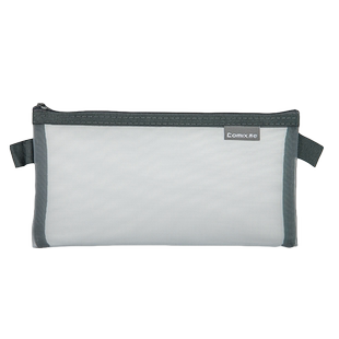 齐心笔袋网纱大容量简约透明文具袋文具盒铅笔盒袋学生用学习考试中性笔套尺收纳整理随身便携笔盒