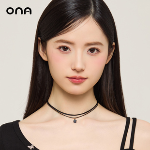 ona黑色星星choker双层项链女甜酷小众少女感吊坠2025新款锁骨链