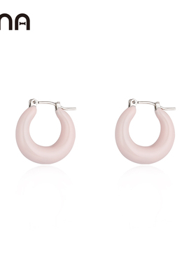 ona圆圈耳环女奶油色气质小众设计感圈圈耳饰2025新款潮耳钉耳坠