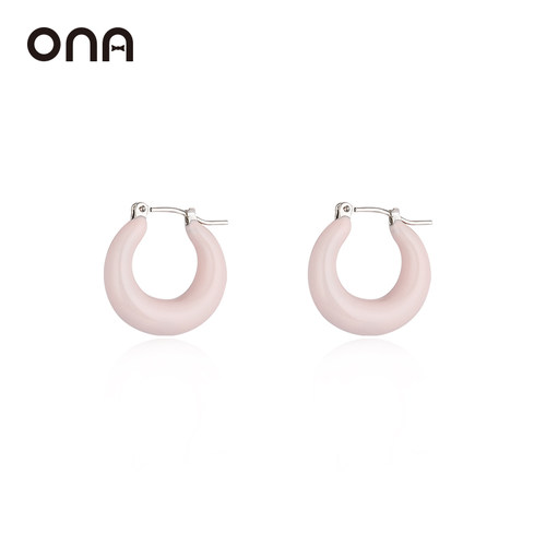 ona圈圈耳环女奶油色小众设计感