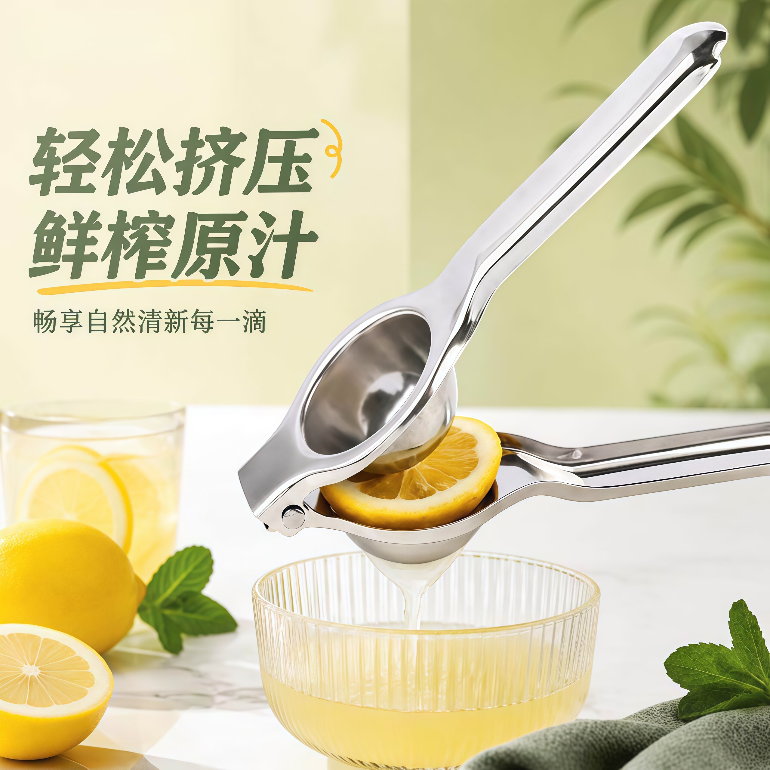 手动柠檬压汁器水果橙子果汁多功能挤压器不锈钢家用手压式榨汁器