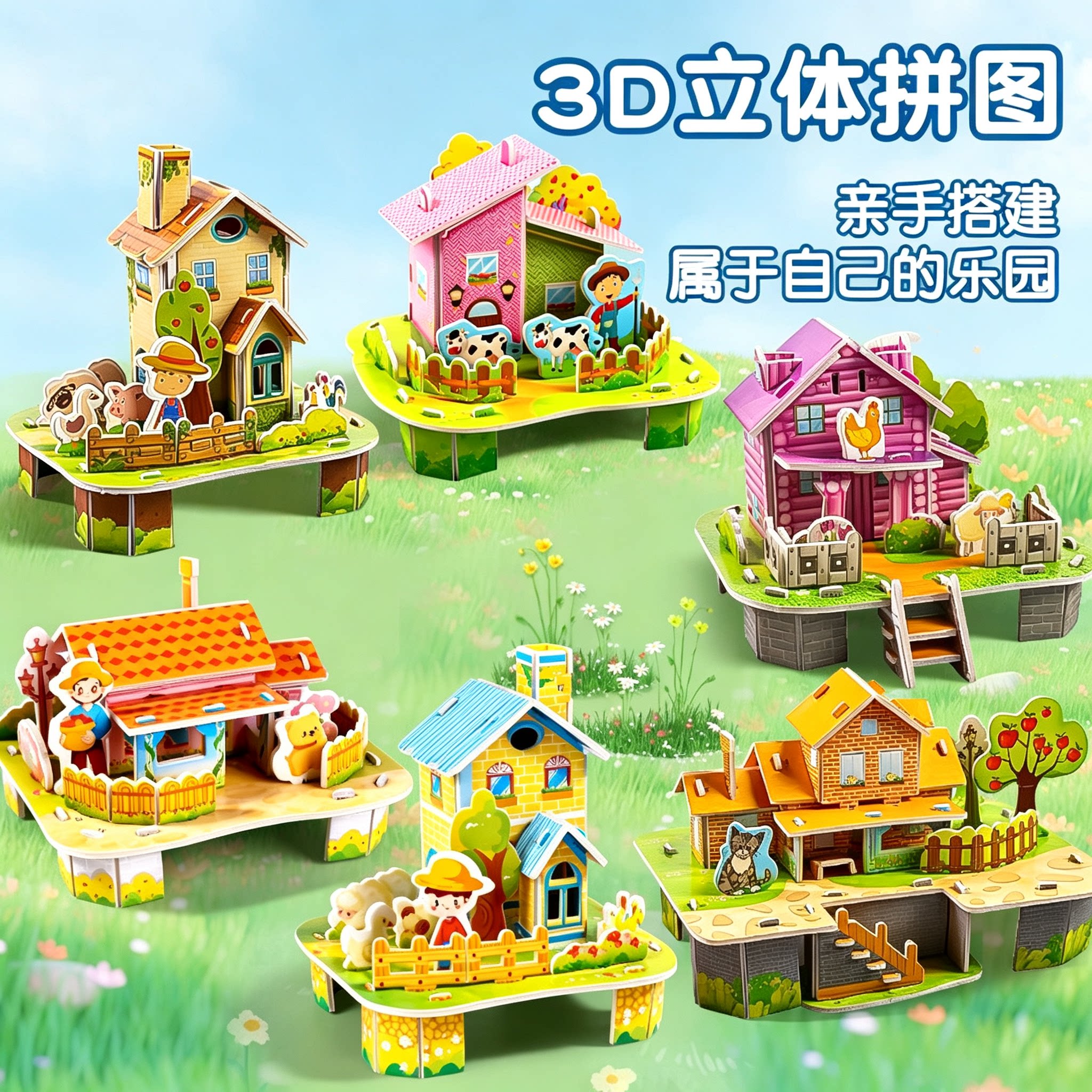 【亲子互动】3d立体拼图房子模型