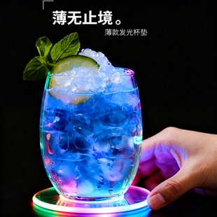 酒杯底座灯家用发光杯垫透明发光垫酒吧酒杯贴灯座酒垫杯底发光灯