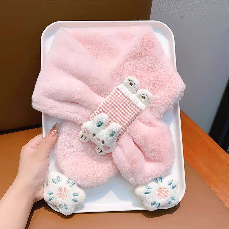 儿童围巾粉色可爱兔子韩版潮宝宝男女童毛绒围脖秋冬季小女孩保暖,居家日用,颈部防护用品,淘宝优惠券,粉丝福利购,淘宝优惠卷