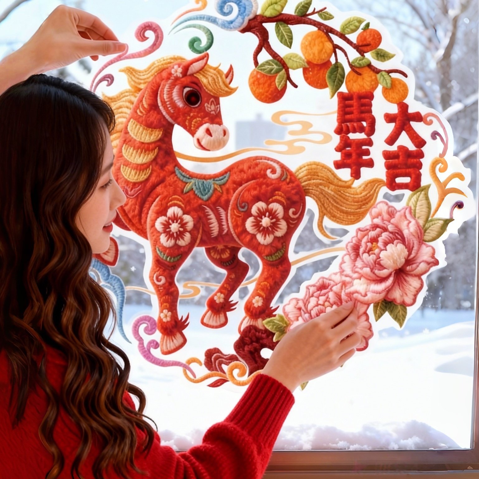 【春节氛围贴纸】新年窗花静电贴
