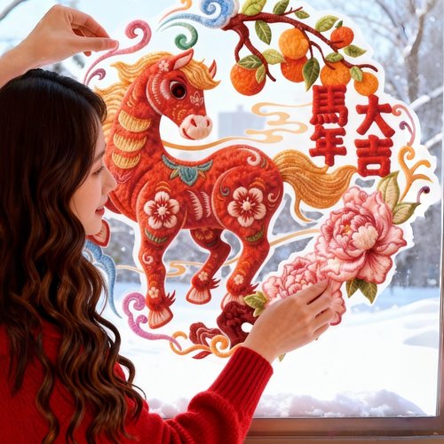 【春节氛围贴纸】新年窗花静电贴