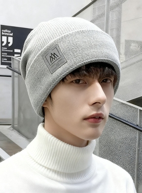 帽子秋冬季保暖毛线帽大头围针织帽潮牌棉帽加绒男女同款冬天冷帽