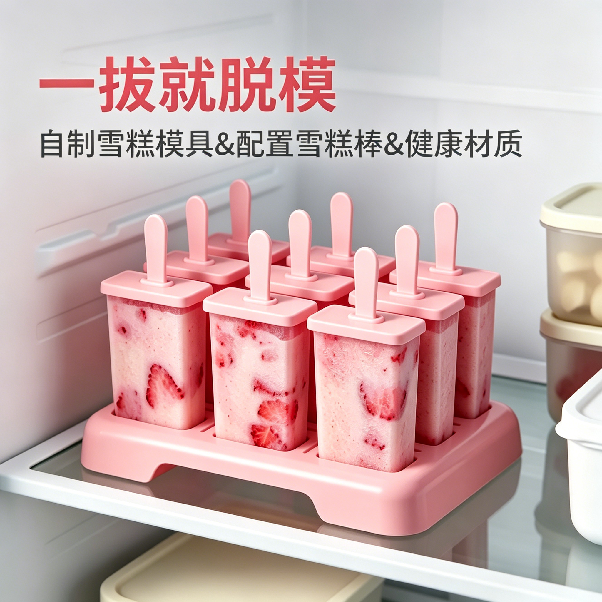 雪糕模具食品级家用多支装做冰棍冰棒冰淇淋的磨具冻冰块盒制冰盒