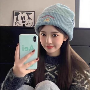 帽子女秋冬季 百搭针织包头冷帽 保暖大头围显脸小毛线堆堆帽韩版