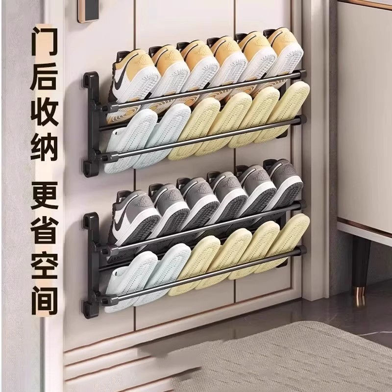门后鞋架可折叠家用简易折叠壁挂式收纳挂墙浴室拖鞋门上鞋架子