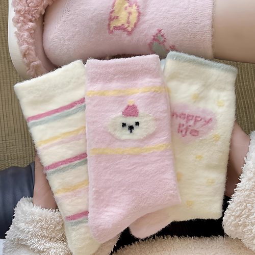 毛绒袜子女秋冬月子袜睡眠袜棉袜