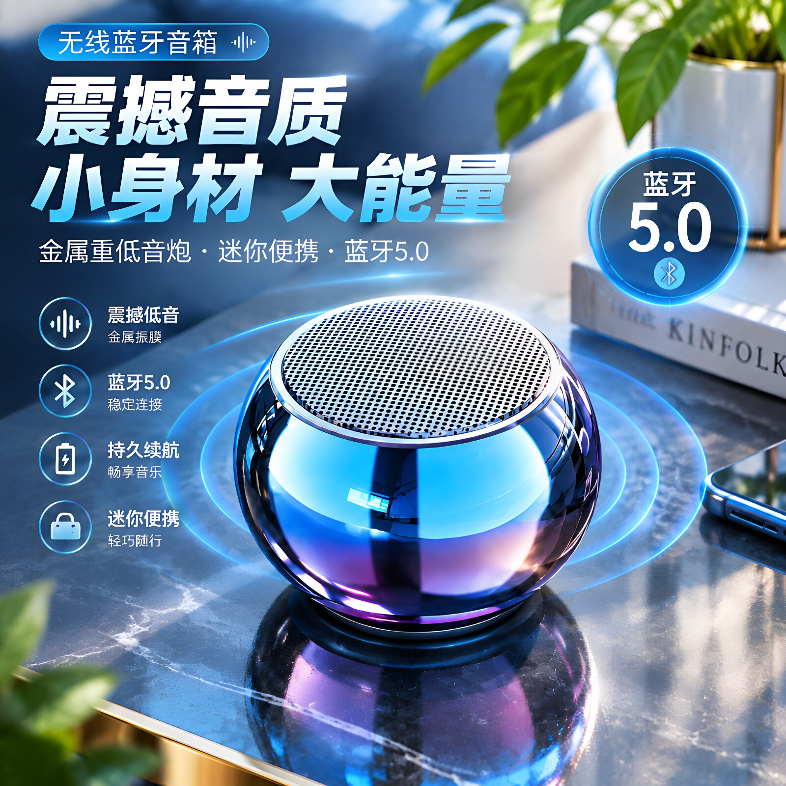 无线蓝牙音箱迷你小型超重低音炮大音量便携式户外小钢炮手机桌面