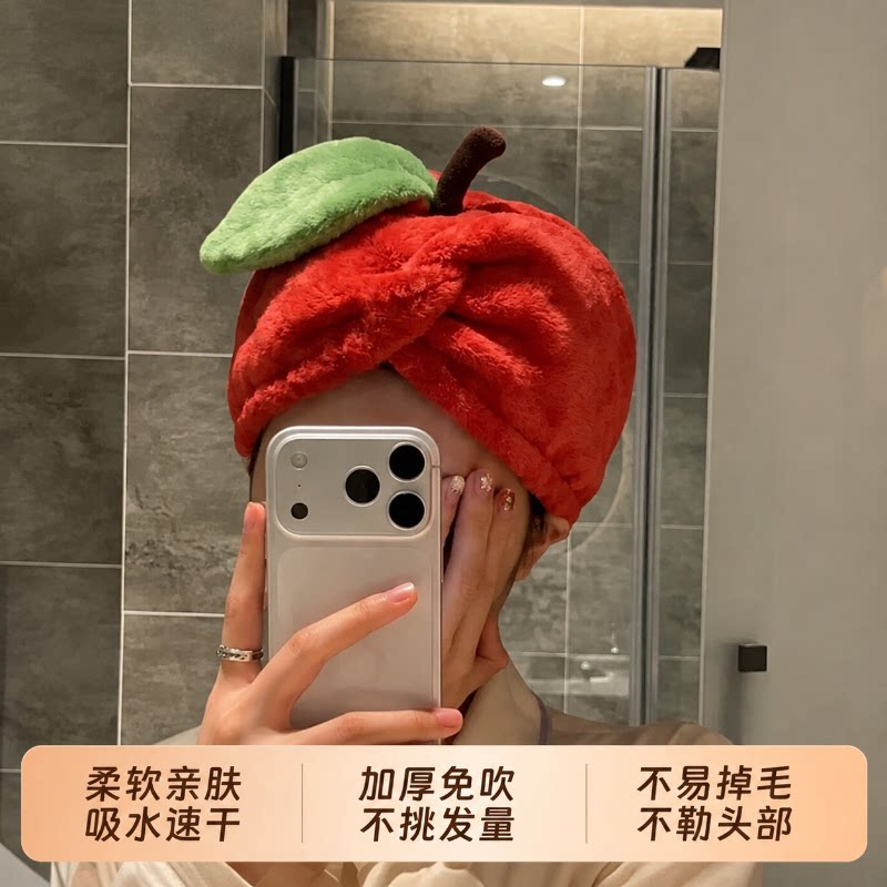 可爱苹果造型超吸水速干干发帽图片