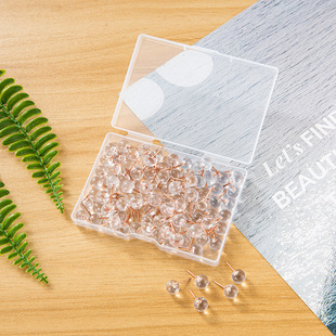 100个透明图钉按钉工字钉毛毡板钉子大头针固定针摁钉软木板美工钉子固定器小图钉木板钉照片墙毛毡墙装饰