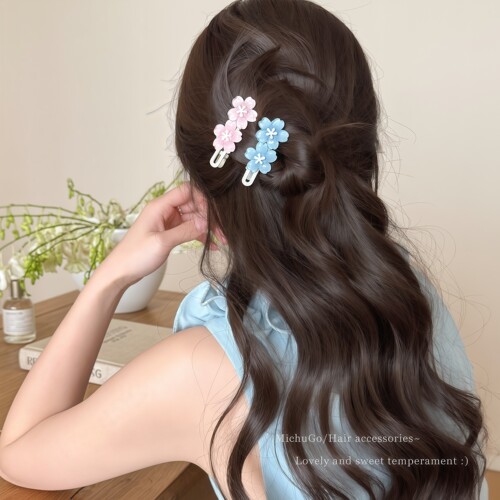 【小清新甜美蓝粉花朵】鸭嘴发夹