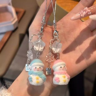 可爱植绒星星雪人挂件圣诞雪花卡通包包钥匙扣手机绳闺蜜挂饰礼物