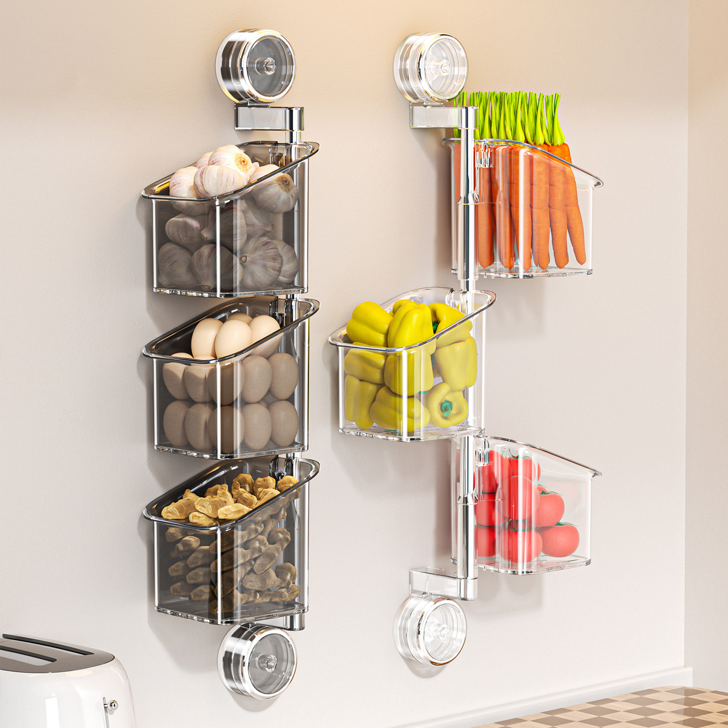 旋转多层厨房葱姜蒜收纳盒多功能吸盘置物架壁挂生姜大蒜收纳神器,厨房/烹饪用具,厨房置物架/置物柜/角架,淘宝优惠券,粉丝福利购,淘宝优惠卷