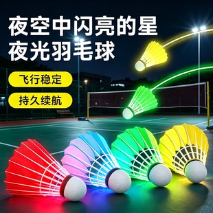 夜光羽毛球高端发光防风夜用户外室外耐打夜间荧光耐用带灯鹅毛球