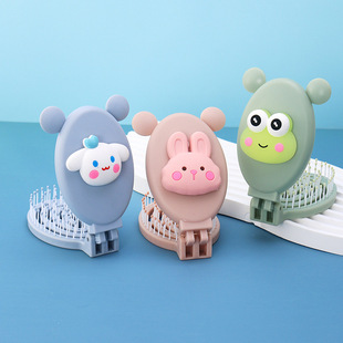 可爱小梳子随身便携折叠带镜子女士专用迷你密齿刘海按摩一体梳子