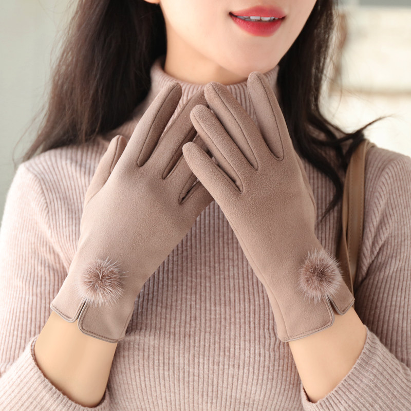 手套冬天女加绒可爱时尚保暖防寒秋冬骑行开车触屏女士麂皮绒手套,居家日用,保暖手套,淘宝优惠券,粉丝福利购,淘宝优惠卷