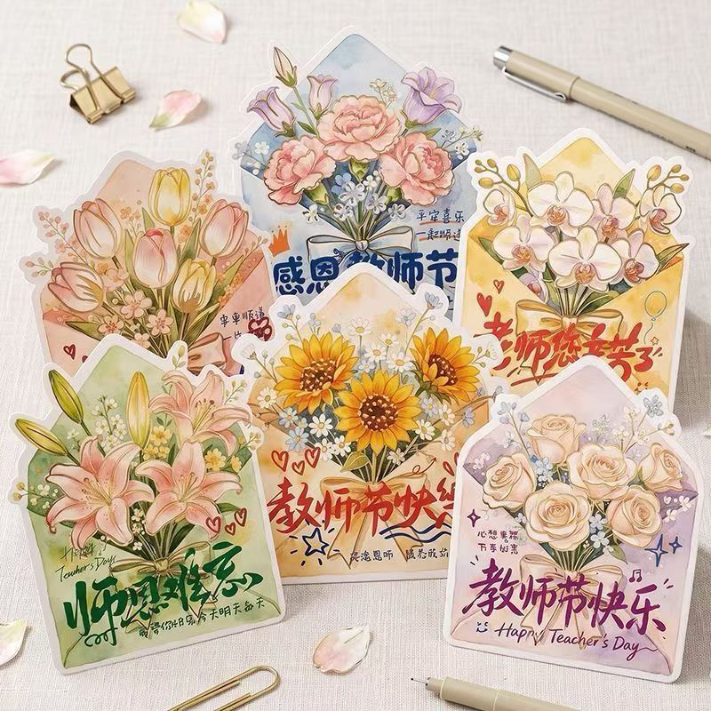 教师节鲜花花束贺卡留言卡明信片图片