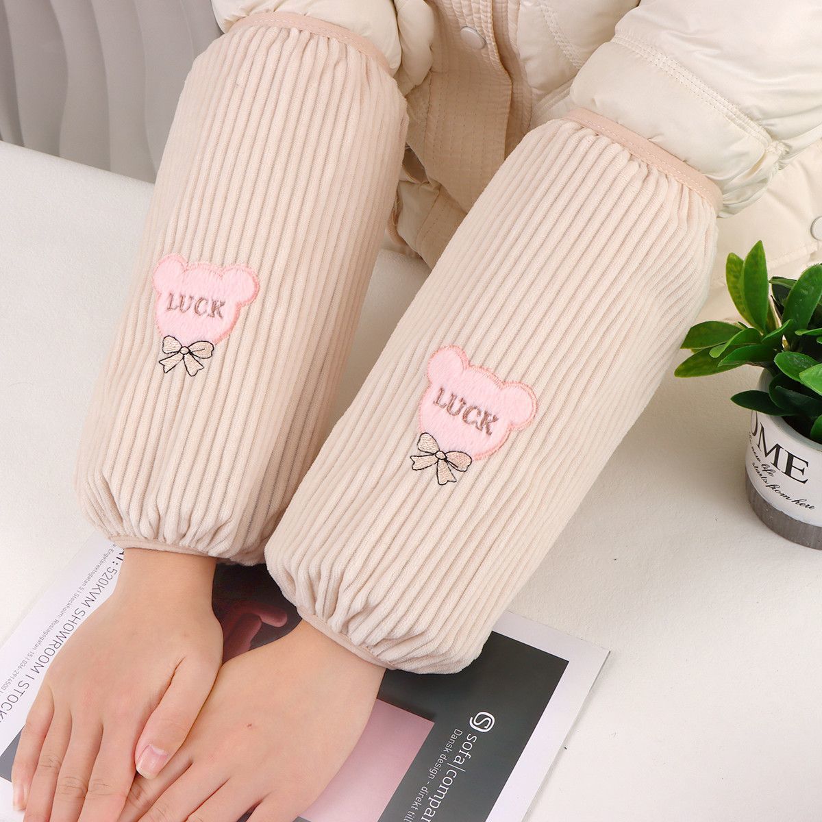 女秋冬新款加长加厚成人学生套袖