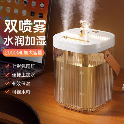加湿器卧室家用静音孕妇婴儿小型空调房2025新款USB便携式车载办公室大喷雾大雾量空气雾化器湿润空气一体