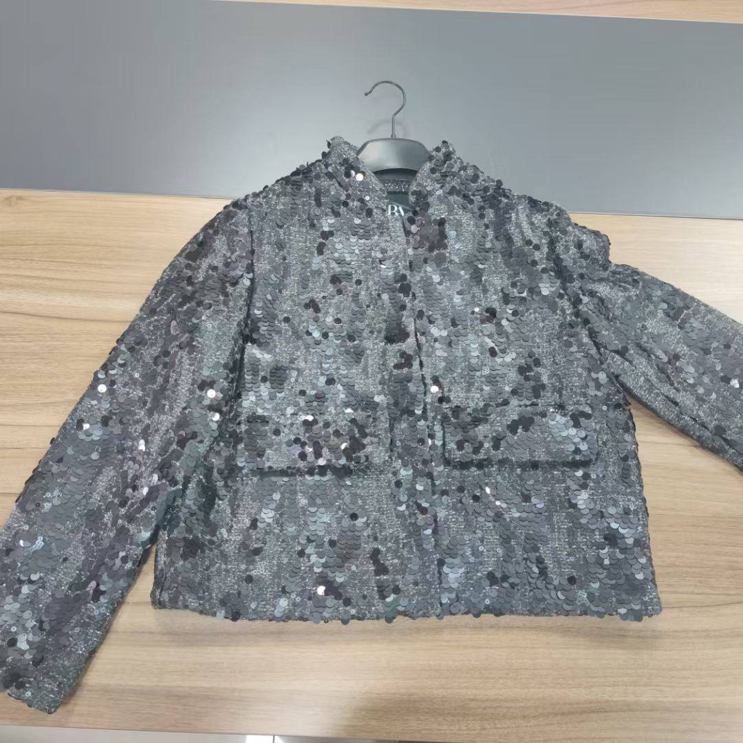 za家女装珠片饰长袖半高领夹克外套,女装/女士精品,常规大码外套,淘宝优惠券,粉丝福利购,淘宝优惠卷