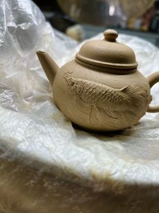 150cc 年年有余 陶土 小品壶 小品 凤凰龙鱼F3 全手工制作 金龙鱼