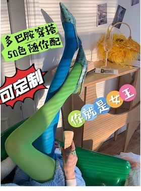 欧美不对称拼色连裤袜左右腿连袜裤AB阴阳糖果色鸳鸯打底袜开裆袜