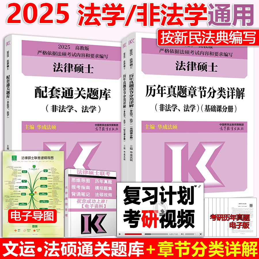 现货】2025考研法硕 配套通关题库+历年章节分类详解 法律硕士法学非法学文运法硕华成法硕配套课程思维导图2024