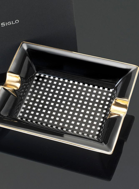 Siglo Black Checkers Ashtray世纪雪茄烟灰缸 骨瓷 真金水 新款