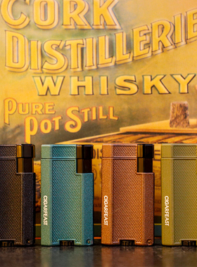 Cigarfeast充气打火机双火焰雪茄喷枪 带钻孔器可放置雪茄CF-1201